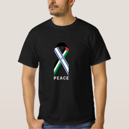 Frieden Israel und Palästina Flaggenband Zoll Text T-Shirt