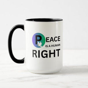 Frieden ist ein Menschenrecht   Taube und Erdsymbo Tasse