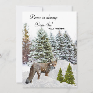 Frieden ist eine schöne Weihnachts-Fuchs-Flach-Wei Feiertagskarte