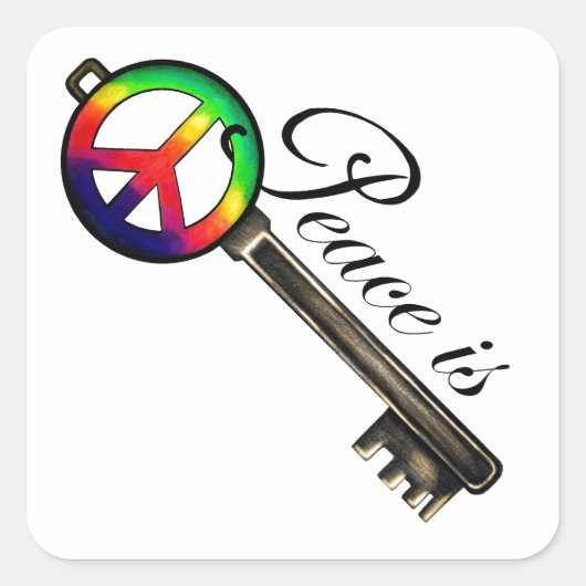 Frieden ist entscheidend quadratischer aufkleber (Vorderseite)