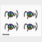 Frieden jetzt mit Regenbogen Rechteckiger Aufkleber (Blatt)