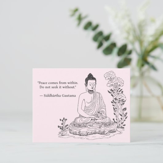 Frieden kommt aus Buddha Postkarte (Stehend Vorderseite)