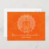 Frieden kommt aus Shakyamuni Buddha Orange Postkarte (Vorne/Hinten)