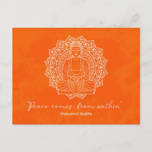 Frieden kommt aus Shakyamuni Buddha Orange Postkarte (Vorderseite)