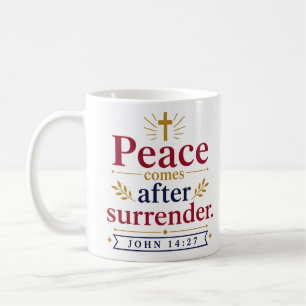 Frieden kommt nach der Hingabe Christliches Zitat Kaffeetasse