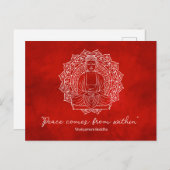 Frieden kommt von Innerhalb Shakyamuni Buddha Red Postkarte (Vorne/Hinten)