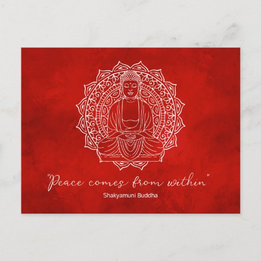 Frieden kommt von Innerhalb Shakyamuni Buddha Red Postkarte (Vorderseite)