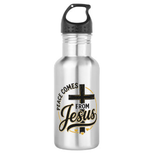 Frieden kommt von Jesus Christliches Kreuz-Shirt Edelstahlflasche