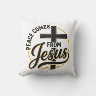 Frieden kommt von Jesus Christliches Kreuz-Shirt Kissen