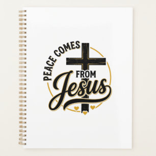 Frieden kommt von Jesus Christliches Kreuz-Shirt Planer