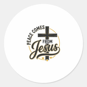 Frieden kommt von Jesus Christliches Kreuz-Shirt Runder Aufkleber