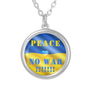 Frieden - Krieg in der Ukraine beenden - Freiheit  Versilberte Kette