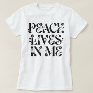 Frieden lebt in mir Blumen-Typografie T-Shirt