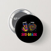 Frieden Liebe 3. Klasse Leopard Tie Dye Zurück in Button (Vorne & Hinten)