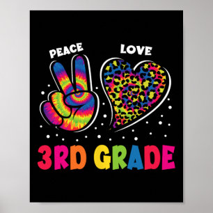 Frieden Liebe 3. Klasse Leopard Tie Dye Zurück zur Poster