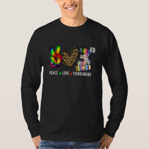 Frieden Liebe 3. Klasse Tie Dye Leopard Zurück zur T-Shirt