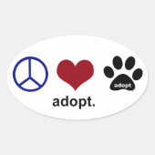 Frieden, Liebe, Adoptier Ovaler Aufkleber (Vorderseite)