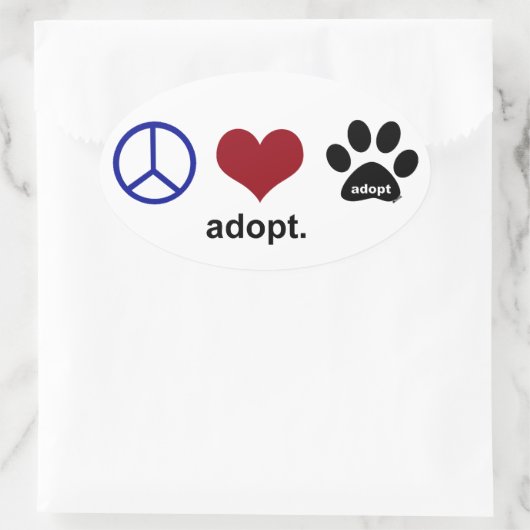 Frieden, Liebe, Adoptier Ovaler Aufkleber (Tasche)