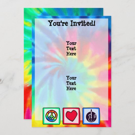 Frieden, Liebe, Akustikgitarren Einladung (Vorne/Hinten)