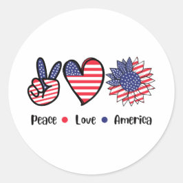 Frieden Liebe Amerika Patriotische Flagge Runder Aufkleber