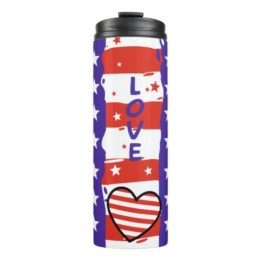 Frieden, Liebe, Amerika Thermosbecher (Vorderseite)
