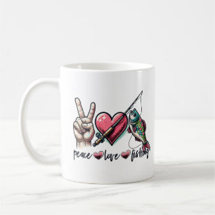 Frieden Liebe Angeln Kaffeetasse