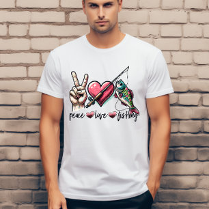 Frieden Liebe Angeln  T-Shirt