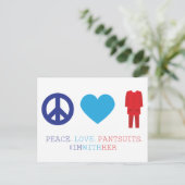 Frieden. Liebe. Anzüge. Postkarte (Stehend Vorderseite)