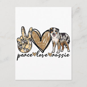 Frieden, Liebe, Aussie, Australischer Schäferhund, Begleitkarte
