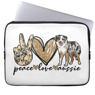 Frieden, Liebe, Aussie, Australischer Schäferhund, Laptopschutzhülle