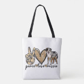 Frieden, Liebe, Aussie, australischer Schäferhund, Tasche (Rückseite)