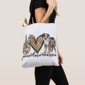 Frieden, Liebe, Aussie, australischer Schäferhund, Tasche (Von Nahem)