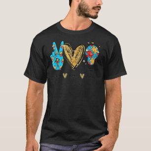 Frieden Liebe Autismus Cool Bewusstsein Asd Hippie T-Shirt