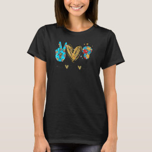 Frieden Liebe Autismus Cool Bewusstsein Asd Hippie T-Shirt
