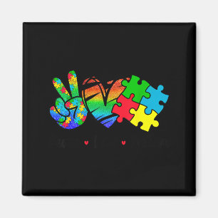Frieden Liebe Autismus im April Trage Blau für Aut Magnet