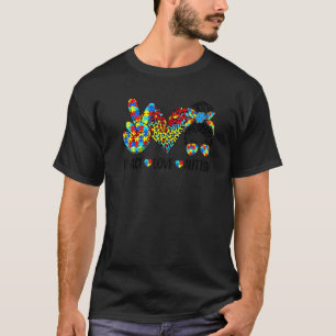 Frieden Liebe Autismus Mama Leben Unordentlicher D T-Shirt
