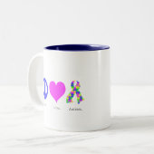 Frieden. Liebe. Autismus. Tasse (pastellfarben) (Vorderseite Links)