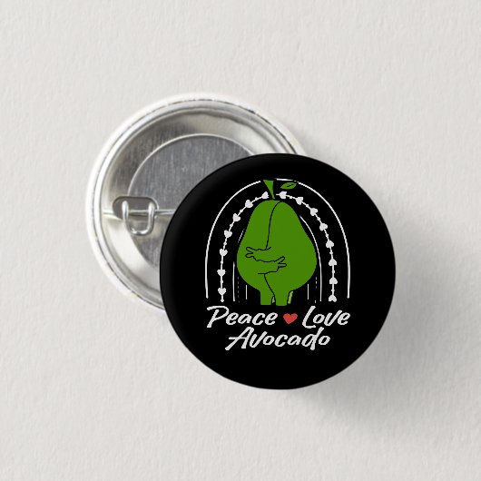 Frieden Liebe Avocado Lustiges Retro Avocado Fruch Button (Vorne & Hinten)