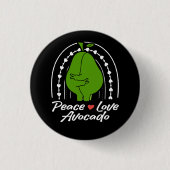 Frieden Liebe Avocado Lustiges Retro Avocado Fruch Button (Vorderseite)
