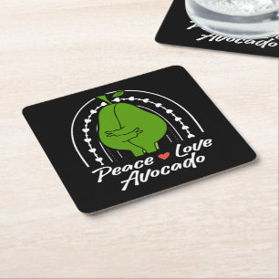 Frieden Liebe Avocado Lustiges Retro Avocado Fruch Rechteckiger Pappuntersetzer