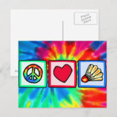 Frieden, Liebe, Badminton Postkarte (Vorne/Hinten)