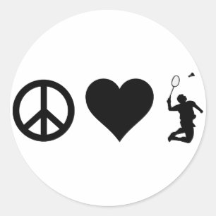 Frieden Liebe Badminton Runder Aufkleber