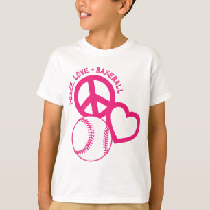 Frieden-Liebe-Baseball, Melone T-Shirt