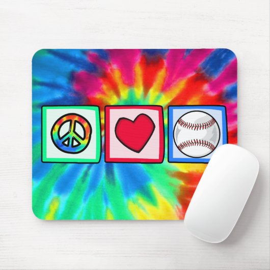 Frieden, Liebe, Baseball Mousepad (Mit Mouse)