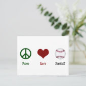Frieden Liebe Baseball Postkarte (Stehend Vorderseite)