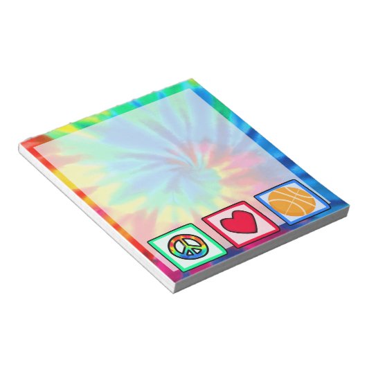 Frieden, Liebe, Basketball Notizblock (angewinkelt)