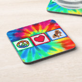 Frieden, Liebe, Basset-Hunde Untersetzer (Linke Seite)