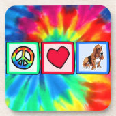 Frieden, Liebe, Basset-Hunde Untersetzer (Vorderseite)