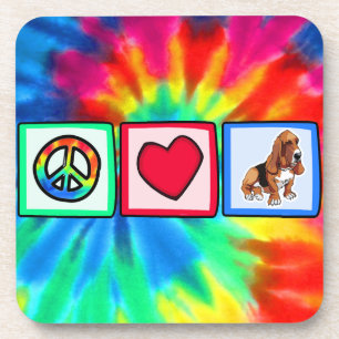 Frieden, Liebe, Basset-Hunde Untersetzer