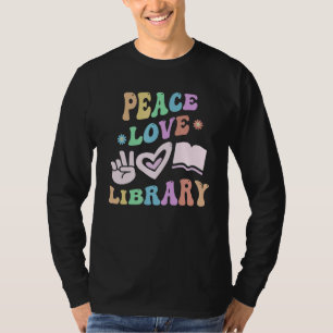 FRIEDEN LIEBE BIBLIOTHEK Retro Bibliothekar Groovy T-Shirt